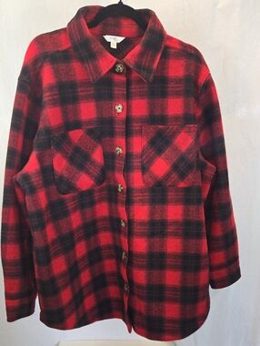 Women’s Red & Black Plaid Utility Jacket